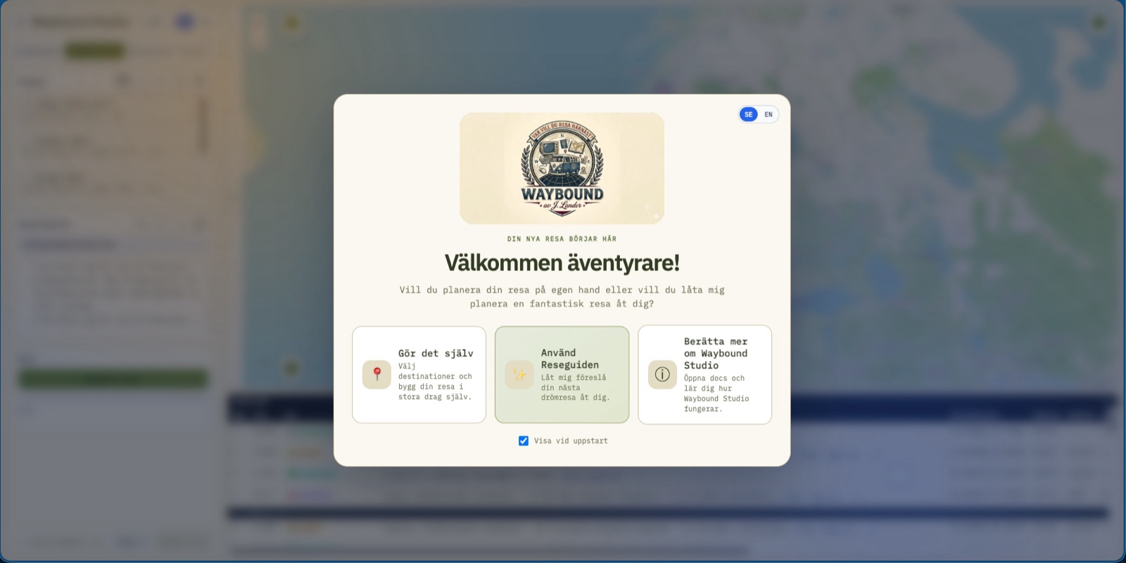 Välkomstrutan med de tre vägarna in